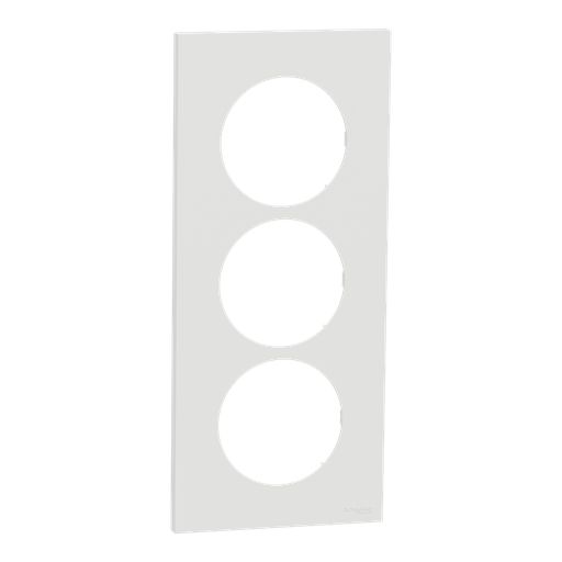 [SCHS920716] Odace - plaque de finition 3 postes entraxe spécifique 57mm - Blanc craie