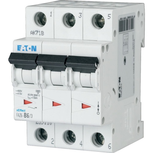 [EAT239151] Disjoncteur FAZ6, 32A, 3P, 6kA (EN 60898) 10kA (IEC/EN 60947-2), courbe C