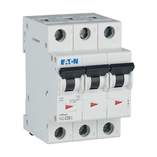 [EAT278878] Disjoncteur modulaire FAZ, 50A, 3P, 15kA (IEC/EN 60947-2), courbe C
