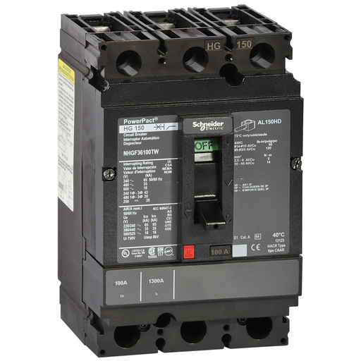[SCHNHGF36150TW] PowerPact H - disjoncteur 150A - sans bornes - 35kA - TMD - 150A - 3P 3d