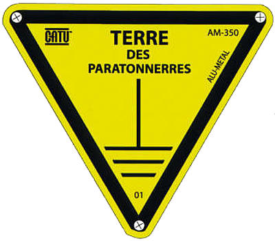 [CATAM350] Plaque alumétal de signalisation "TERRE DES PARATONNERRES" 100 mm.