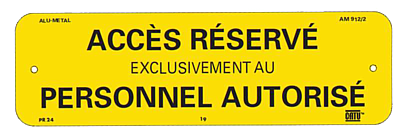[CATAM9122] Plaque alumétal de signalisation "ACCES RÉSERVÉ" 200 x 60 mm.