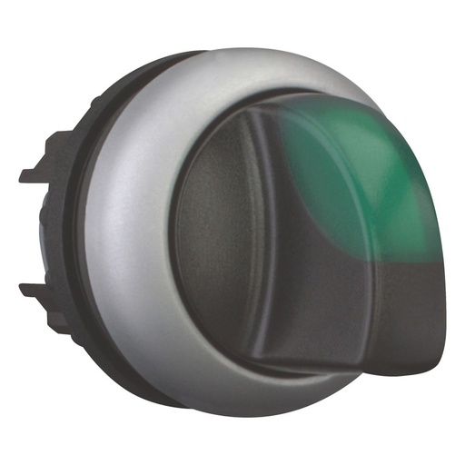 [EAT216847] Commutateur rotatif lumineux, 3 positions, vert, à accrochage