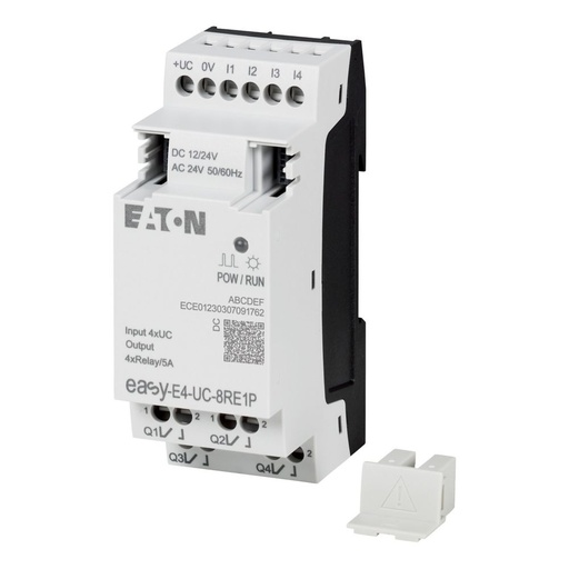 [EAT197510] Extension E/S, 12/24 V DC, 24 V AC, 4 entrées TOR, 4 sorties relais, Push-In