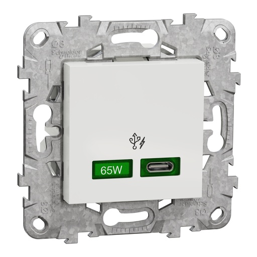 [SCHNU501418] Unica - prise chargeur USB - C 65W forte puiss - 2mod - blanc - méca support fix