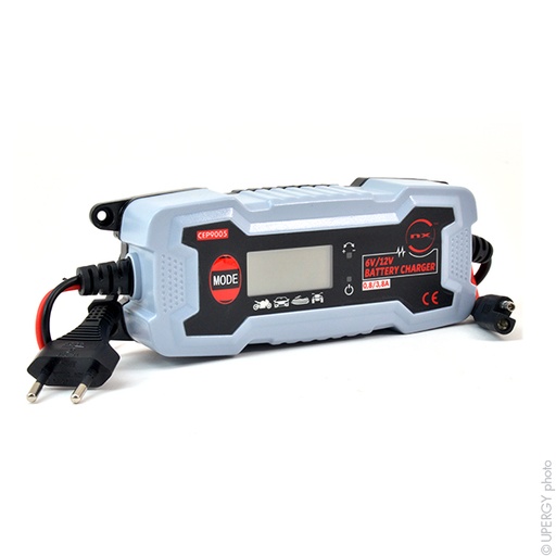 [ENICEP00014] Unité(s) Chargeur plomb/LiFePO4 LCD NX 6V/12V 0,8A/3,8A - pinces crocodiles + pr