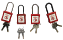 [CATPM638RZ] cadenas plastique rouge anse metal 6mm clé aléatoire Z