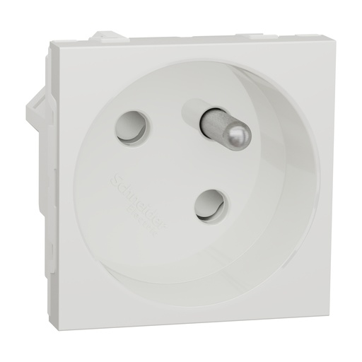 [SCHNU304918] Unica - prise 2P+T - FR - 45° - raccord rapide traversant - Blanc - méca seul