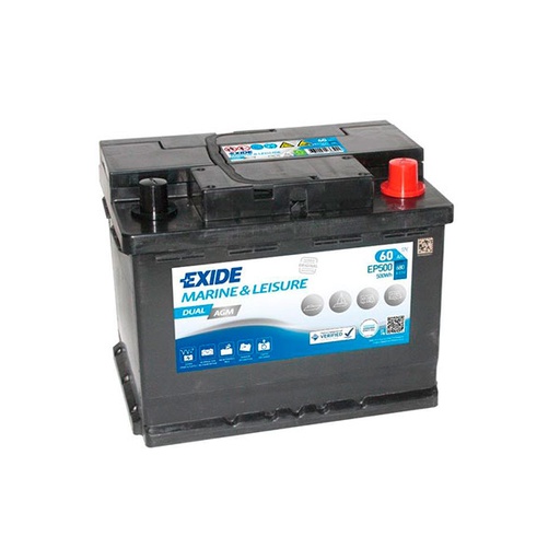 [ENIBPA7096] Batterie(s) Batterie bateau EXIDE Dual AGM EP500 (500Wh) 12V 60Ah