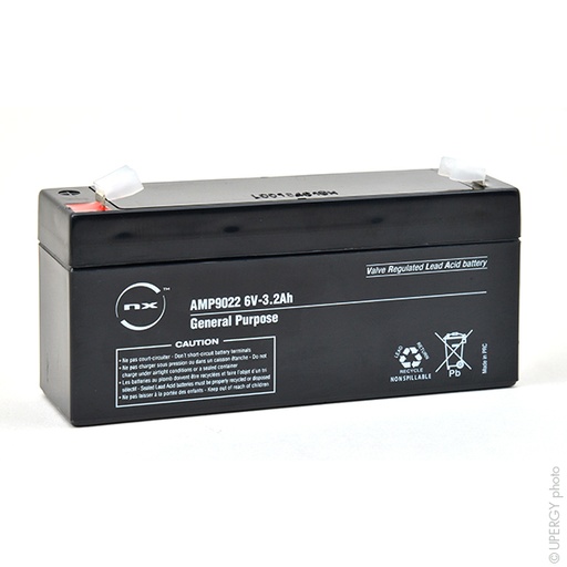 [ENIAMP9022] Unité(s) Batterie plomb AGM NX 3.2-6 General Purpose 6V 3.2Ah F4.8