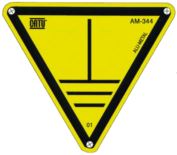 [CATAM-344] Pancarte triangulaire en aluminium  pour identification de la terre 100mm.