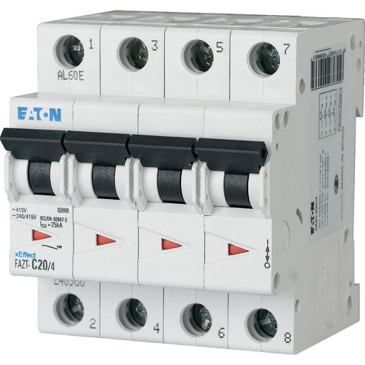 [EAT240966] Disjoncteur modulaire FAZT, 20A, 4P, 25kA (IEC/EN 60947-2), courbe C
