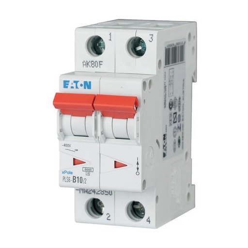 [EAT242899] Disjoncteur modulaire PLS6, 2P, 10A ,6kA (EN 60898), courbe D