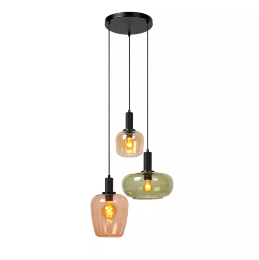 [LUC45408/13/99] ILONA Suspension-Noir-3xE27-40W-Verre