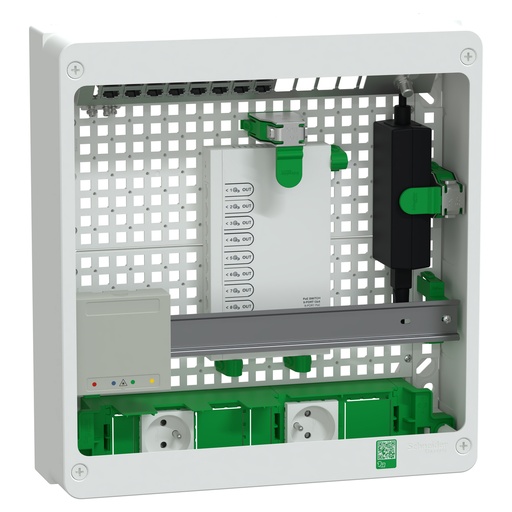 [SCHR9H18402VDIXS] Resi9 Coffret VDI 18M2R - Switch  9ports PoE - 2 prises - grade 3TV 8xRJ45 cat6a