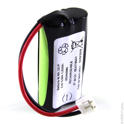[ENIMGH00880] Pack(s) Batterie Nimh 2x AAA ST1 2S1P 2.4V 800mAh JST