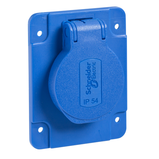 [SCHPKN61B] Mureva - socle de prise NF 65x85mm - 2P+T 10-16 A - IP54 - connex. arr. - bleu