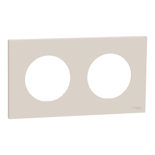 [SCHS902704] Odace - plaque de finition 2 postes - couleur Beige sable