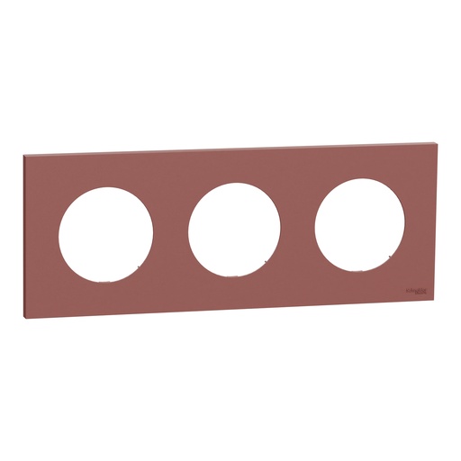 [SCHS905706] Odace - plaque de finition 3 postes - couleur Rose grenat