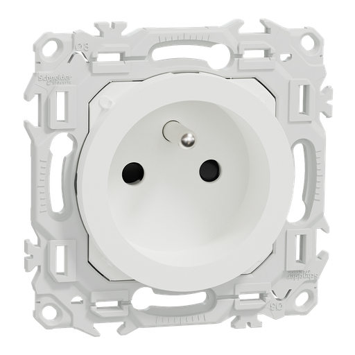 [SCHS920049] Odace - prise 2P+T rénovation à puits - 4 bornes auto par pôle - blanc craie