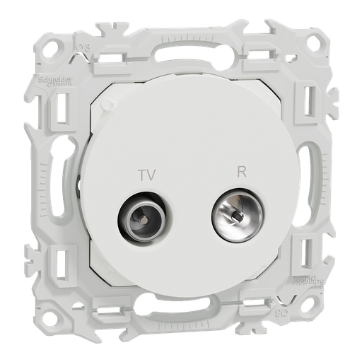 [SCHS920451] Odace - prise TV/FM - sorties coaxiales - blanc craie