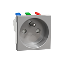 [SCHNU305930] Unica - prise 2P+T - FR - 90° - raccord rapide traversant - Alu - méca seul