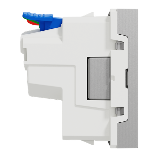 [SCHNU305930] Unica - prise 2P+T - FR - 90° - raccord rapide traversant - Alu - méca seul