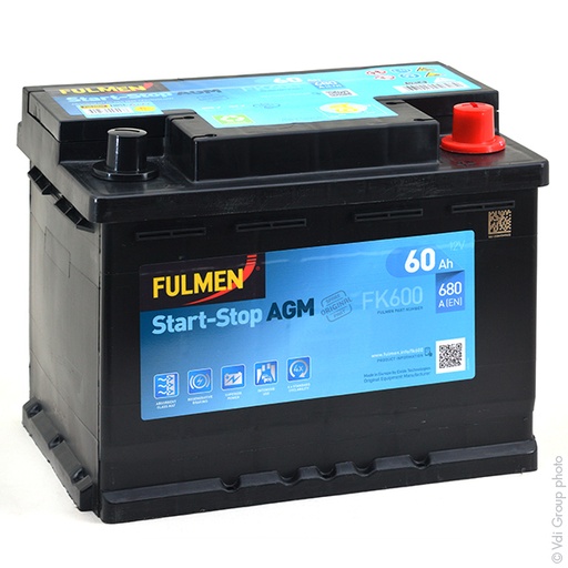 [ENIBPA7099] Batterie(s) Batterie voiture FULMEN Start-Stop AGM FK600 12V 60Ah 680A