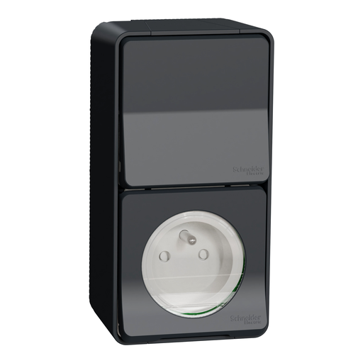 [SCHMUR36025] Mureva Styl - Prise courant 2P+T+va et vient verti. - saillie - IP55 IK08 - gris