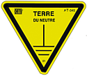 [CATAM345] Pancarte triangulaire en alu. (ep. 0,5 mm) pour identification terre du neutre.