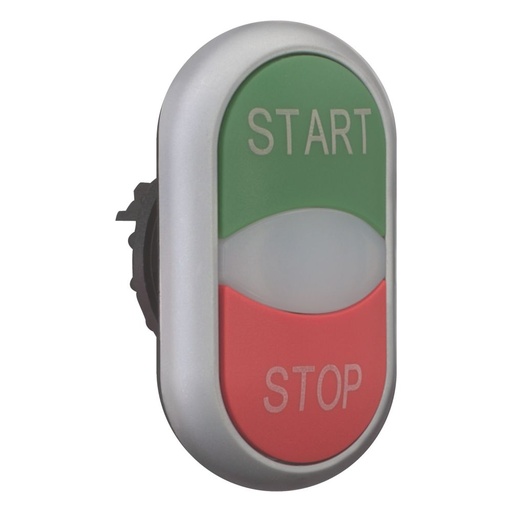 [EAT216702] Bouton-poussoir double avec élement DEL, vert START/blanc/rouge STOP