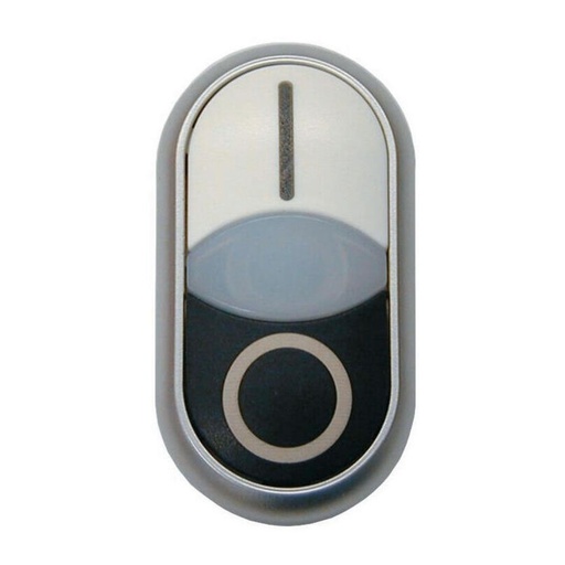 [EAT216706] Bouton-poussoir double avec élement DEL, blanc I/blanc/noir 0