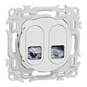 [SCHS920486] Odace - prise double RJ45 - Cat6 STP grade 2TV min à grade 3TV - blanc craie