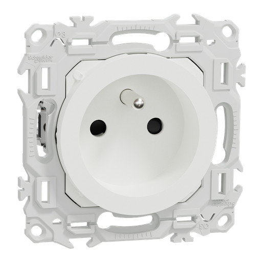 [SCHS925049] Odace - prise 2P+T rénovation à puits avec griffes - 4 bornes/pôle - blanc