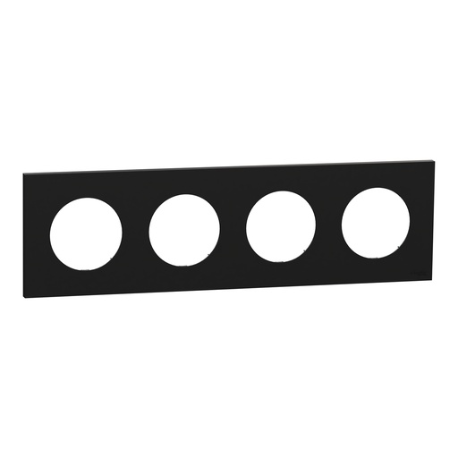 [SCHS940708] Odace - plaque de finition 4 postes - couleur Noir onyx