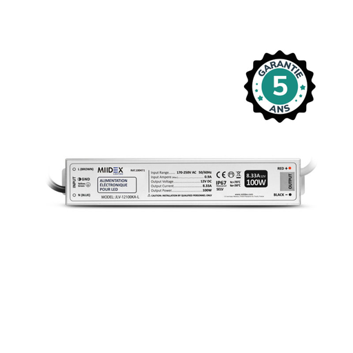 [MII100471] ALIM 12V DC LUMINEUX 100W IP67 5ANS