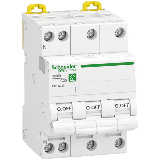 [SCHR9PFC720] Resi9 - disjoncteur modulaire - 3P+N - 20A - courbe C - peignable
