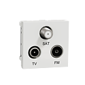 [SCHNU345018] Unica - prise TV + FM + SAT - 2 mod - Blanc - méca seul