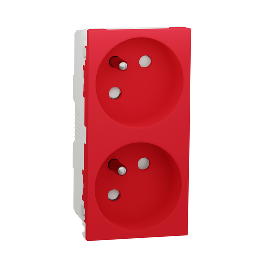 [SCHNU306903T] Unica - prise double 2P+T - FR - 45° - goul - connex rapide - Rouge - méca seul