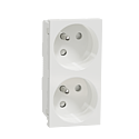 [SCHNU306918T] Unica - prise double 2P+T - FR - 45° - goul - connex rapide - Blanc - méca seul
