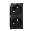 [SCHNU306954] Unica - prise double 2P+T - FR - 45° - connexion rapide - Anthracite - méca seul