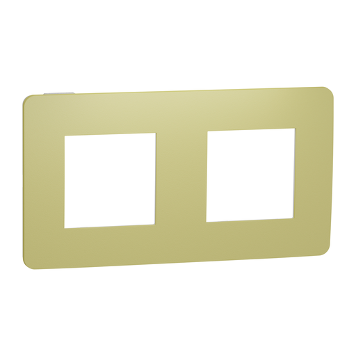 [SCHNU280411] Unica Studio Color - plaque de finition - Vert acidulé liseré Blanc - 2 postes
