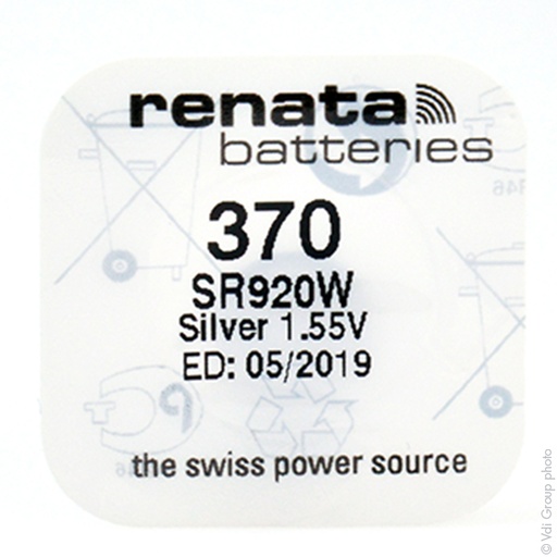 [ENIPBO73116] Blister(s) x 1 Pile bouton oxyde argent 370 RENATA 1.55V 40mAh