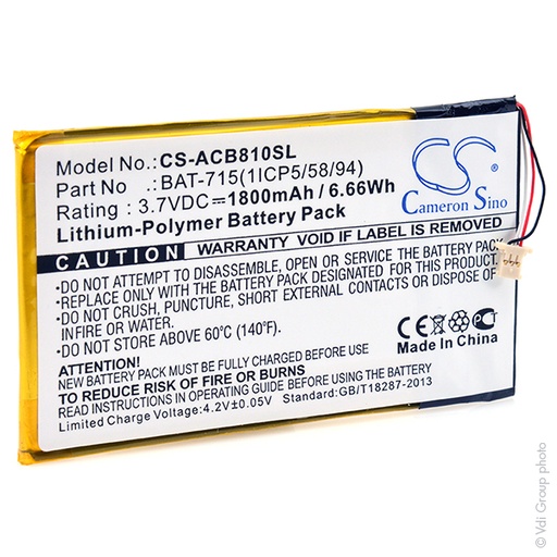 [ENITML90073] Batterie(s) Batterie tablette 3.7V 1800mAh