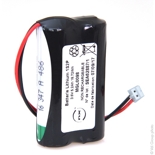 [ENIMGL0098] Batterie(s) Batterie lithium 2x LS14500 1S2P ST1 3.6V 5200mAh JST