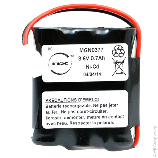 [ENIMGN0377] Pack(s) Pack médical NiCd 3.6V 700mAh VITALOGRAPH SPIROMETRE 2120