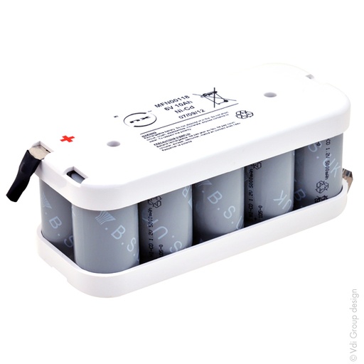 [ENIMFN00118] Pack(s) Batterie eclairage de secours Nicd 10x D 5S2P ST2 6V 10Ah Cosse