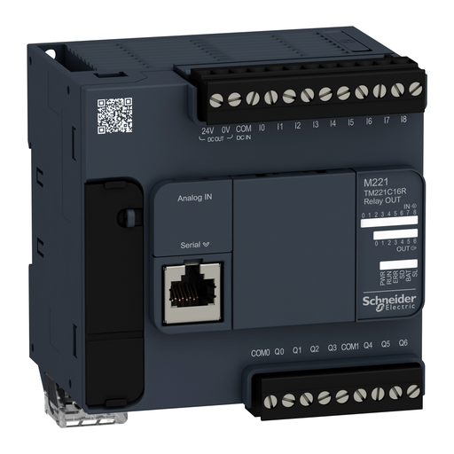[SCHTM221C16R] Modicon M221, contrôleur 16E/S relais, port série, 100/240VCA