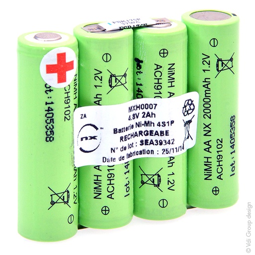[ENIMXH0007] Pack(s) Batterie Nimh 4x AA NX 4S1P ST1 4.8V 2000mAh S