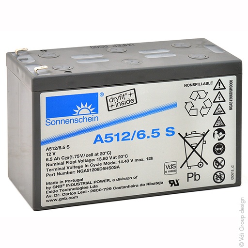 [ENIAMP8090] Batterie(s) Batterie plomb etanche gel A512/6.5S 12V 6.5Ah F4.8